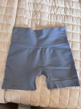 SET Active Blue High-Waist Seamless Bike Shorts